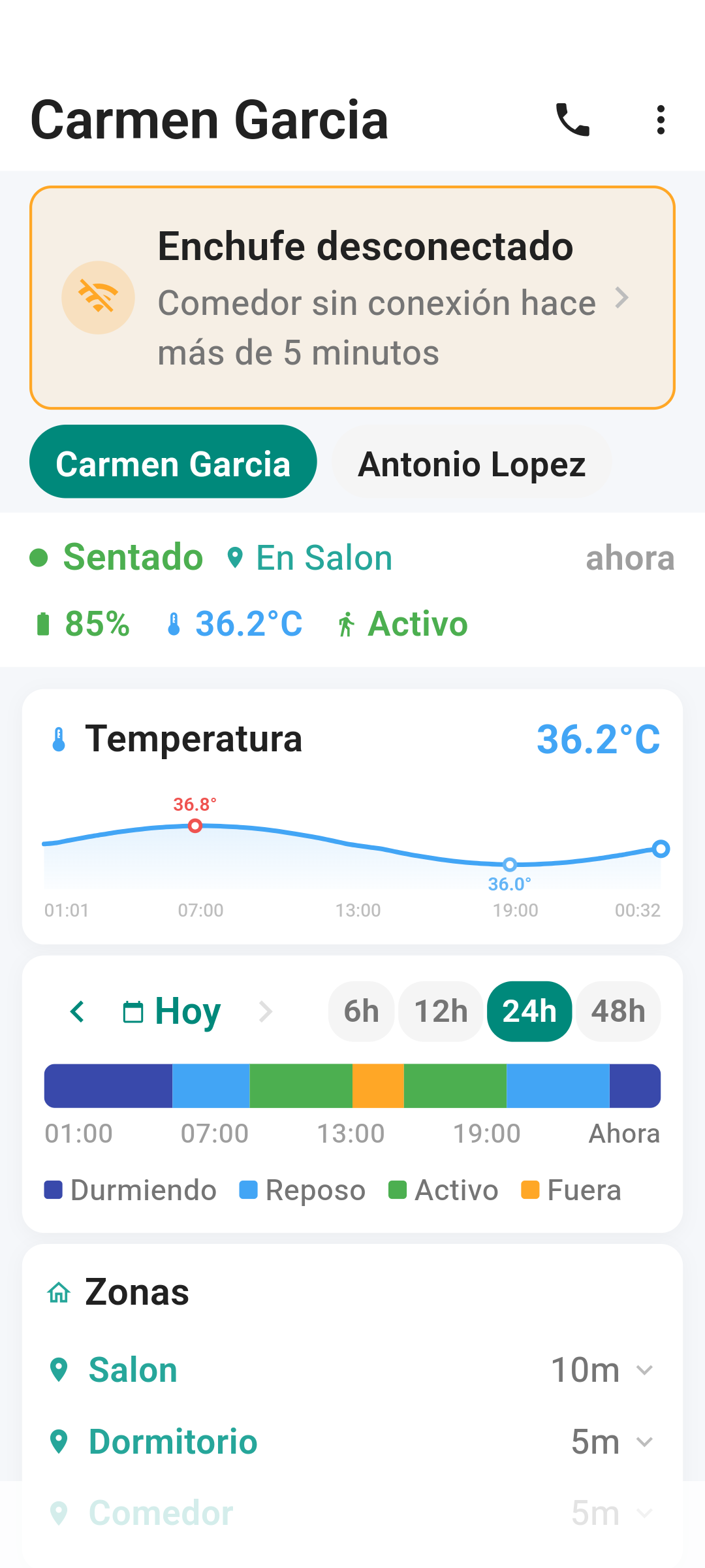 VitalKeep app — real-time status